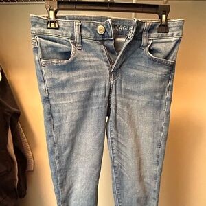 American Eagle- blue skinny jeans, next level stretch, size 2 short